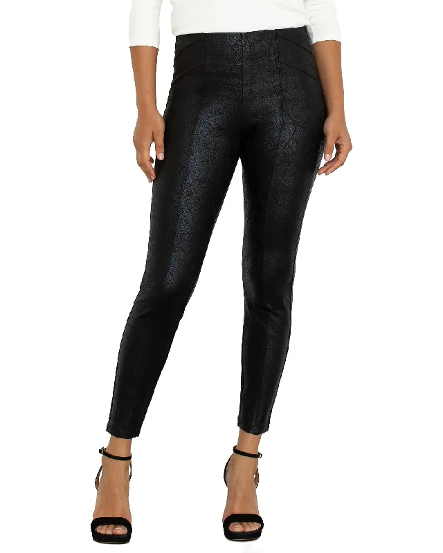 Liverpool Reese Seamed Pull-On Legging Black Crackled Coat Cuffed Rolled Raglan