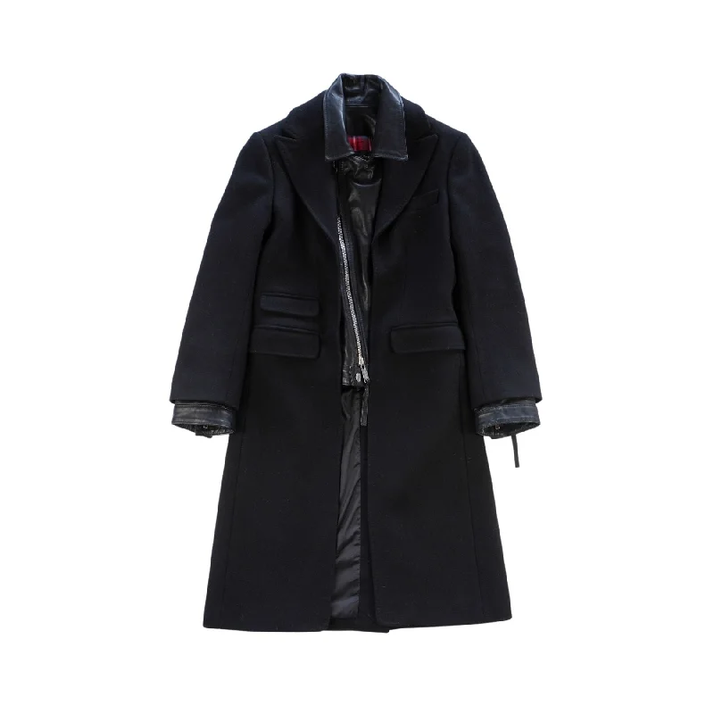 Dsquared2 Wool Leather Coat - Women's 42 Buttoned Toggled Snapped