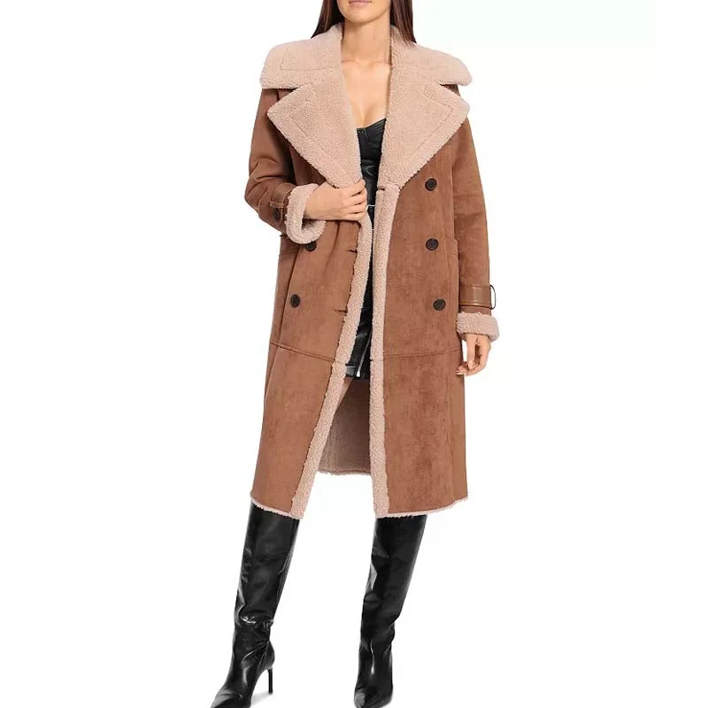 Best Winter High Quality Sheepskin Faux Shearling Trench Coat Herringbone Houndstooth Plaid Best Winter High Quality Sheepskin Faux Shearling Trench Coat Herringbone Houndstooth Plaid