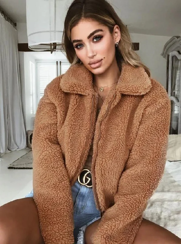 Arimonz Women Fluffy Faux Fur Coat In 5 Colors Suede Faux Fur Shearling