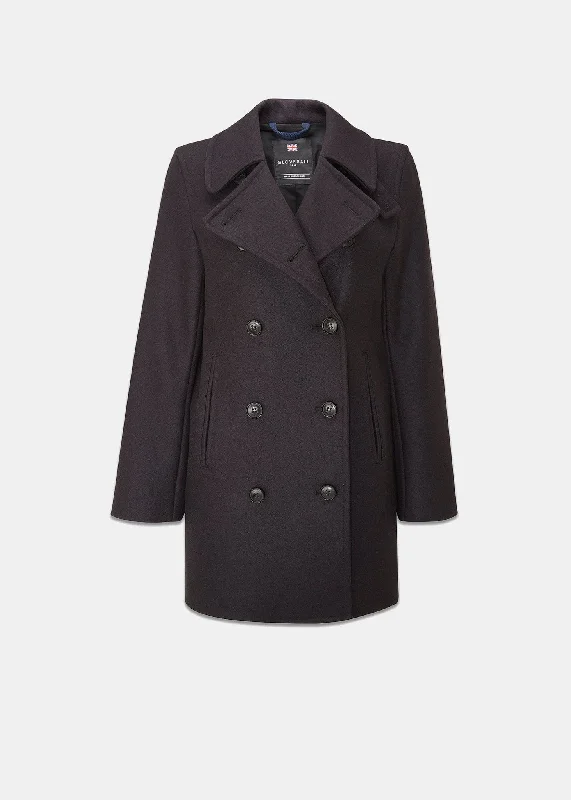Ellen Peacoat Navy Houndstooth Jacket Shearling Jacket Fleece Jacket