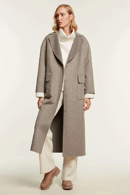 Grey cashmere coat Shawl Collar Notch Collar Lapel Collar