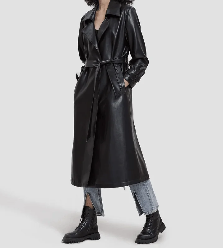 Womens Hip Length Maxi Coat Elasticated Drawstring Belted