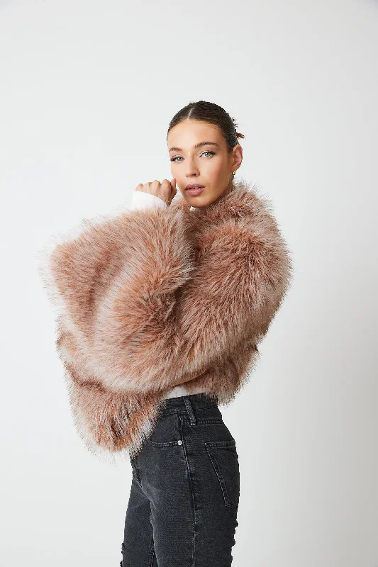 Lea Premium Faux Fur Coat Stole Shawl Scarf