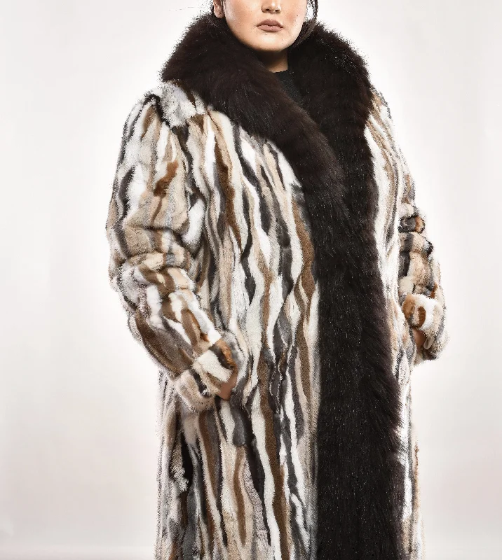 Long Coat Beige Mink with Fox Trim Bomber Jacket Denim Jacket Leather Jacket