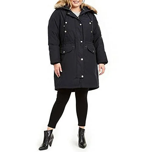Michael Kors Women's Plus Size Down Parka Coat Cotton Linen Terry