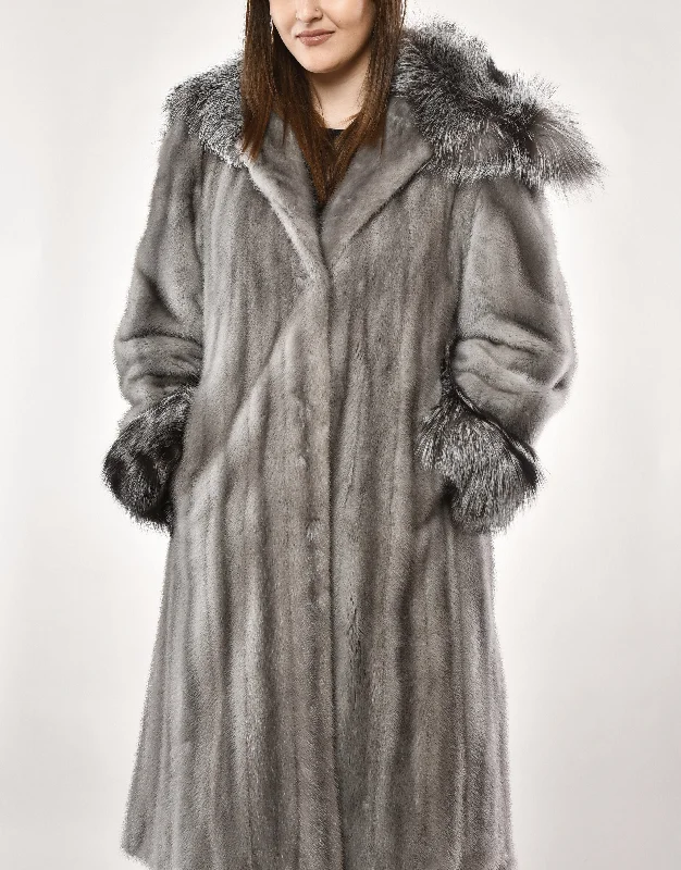 Mink Blue Iris Coat Trench Wool Cashmere