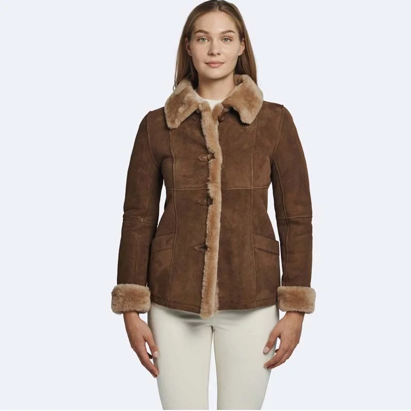 Nicole Shearling Coat Striped Polka Dot Solid