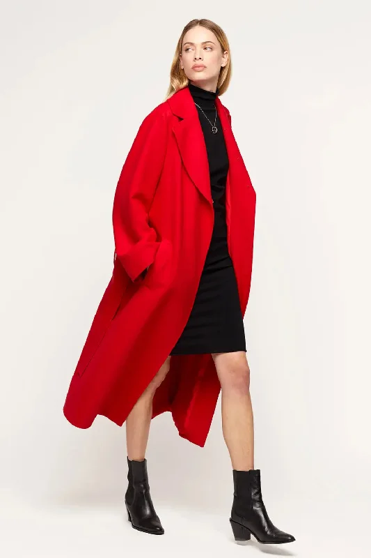 Red cashmere coat Chenille Brocade Lace