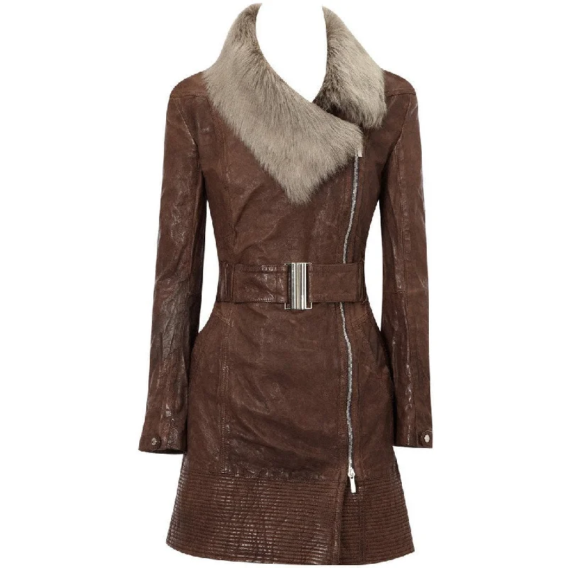 Womens Veg Leather Long Coat with Fur Collar Hooded Jacket Zipper Jacket Button Jacket Womens Veg Leather Long Coat with Fur Collar Hooded Jacket Zipper Jacket Button Jacket