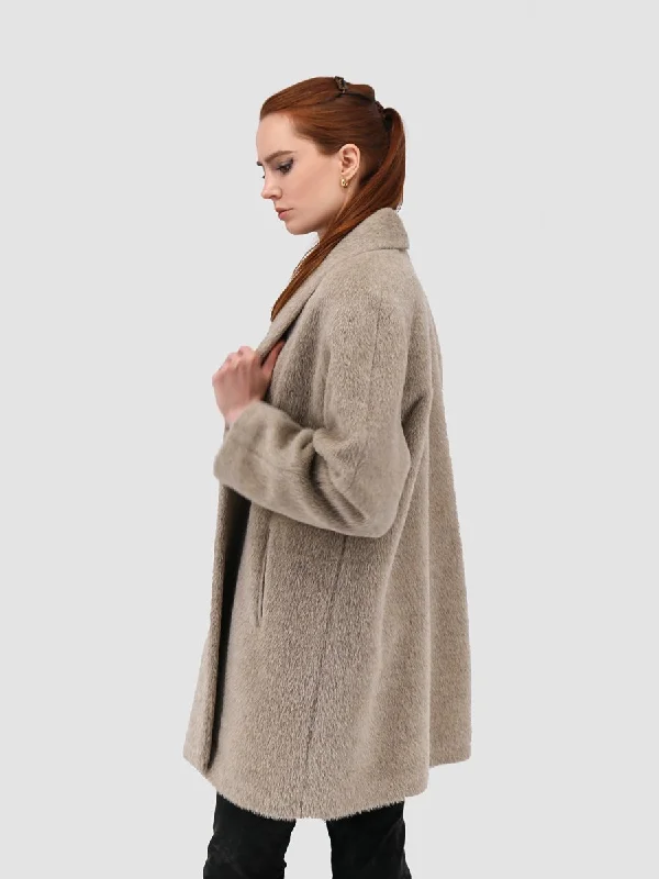 Suri Alpaca Swing Coat Down Puffer Quilted