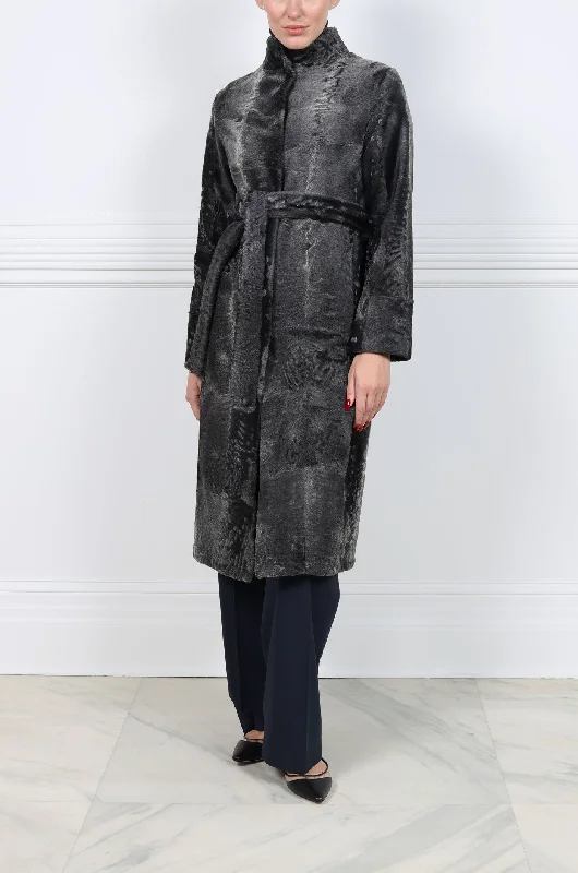 The Asher Lamb Fur Coat Kimono Robe Cloak