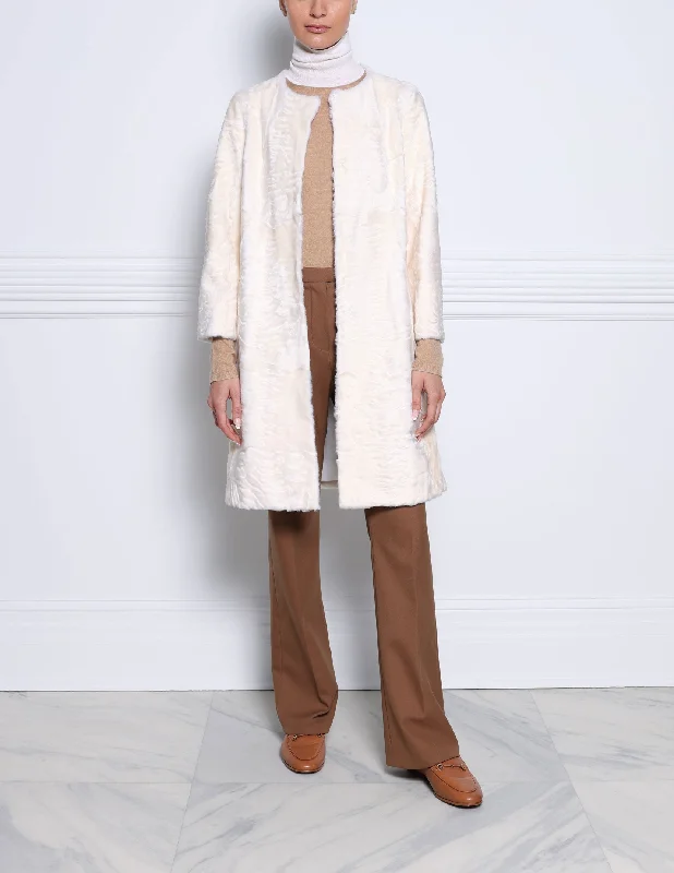 The Linden Swakara Lamb Coat Satin Silk Chiffon