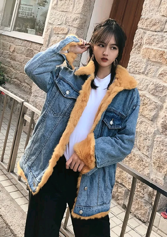 Two-Color Lined Woolen Cowboy Fur Coat Women Lapel Coat Peter Pan Collar Coat Cowl Neck Coat Two-Color Lined Woolen Cowboy Fur Coat Women Lapel Coat Peter Pan Collar Coat Cowl Neck Coat
