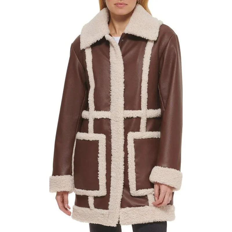 Women Brown Vintage RAF Aviator Flight Shearling Long Fur Sherpa Line Coat Asymmetrical Diagonal princess Women Brown Vintage RAF Aviator Flight Shearling Long Fur Sherpa Line Coat Asymmetrical Diagonal princess