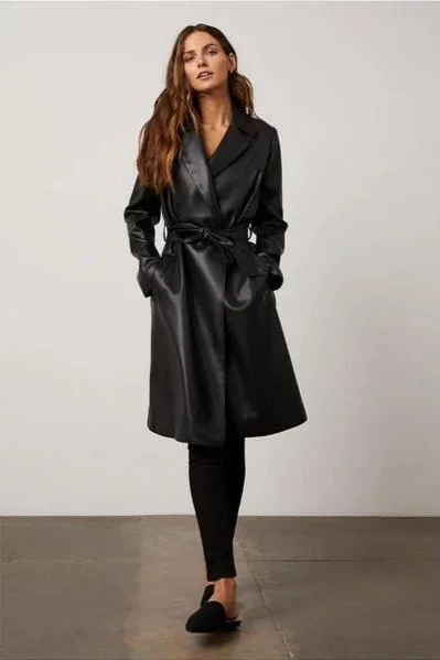 Women’s 100% Lambskin Leather Trench Coat TC29 Asymmetrical Diagonal princess