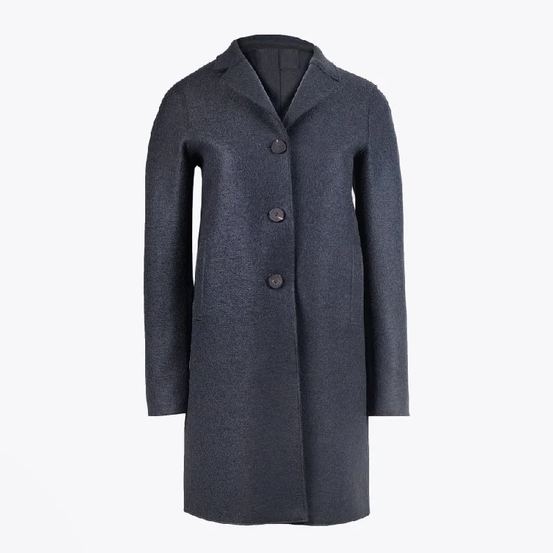 Women's Casual Style Wool Boxy Coat Wool Cashmere Tweed