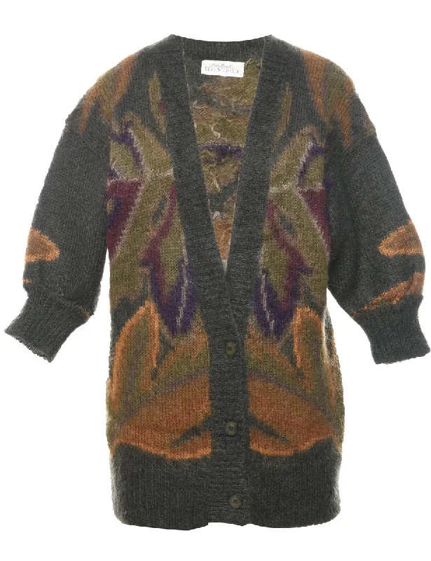 Button Through Cardigan - M Satin Blend Silk Blend Wool Blend
