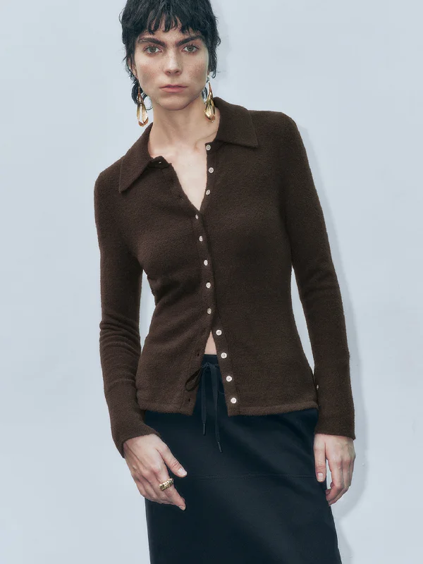 Button Up Knitted Cardigans Chenille Brocade Lace