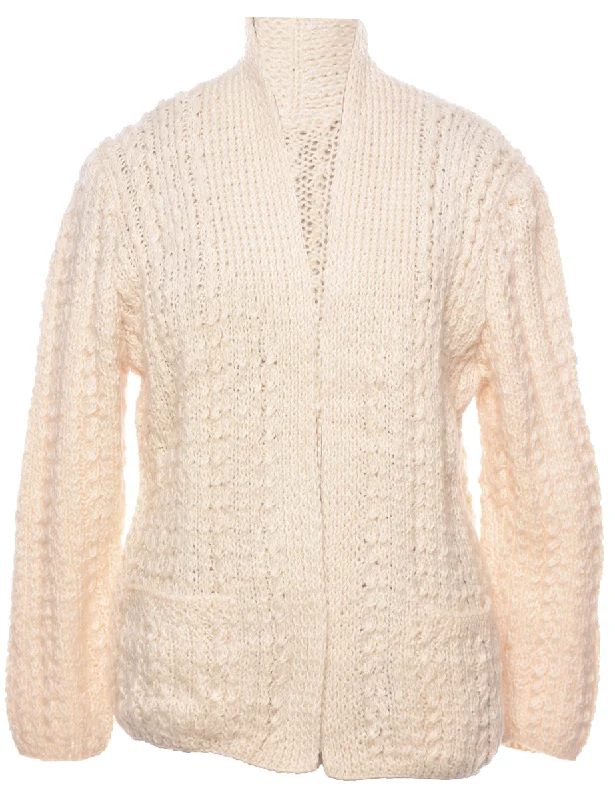 Cable Knit Cardigan - L Lace Blend Ribbed Blend Corduroy Blend