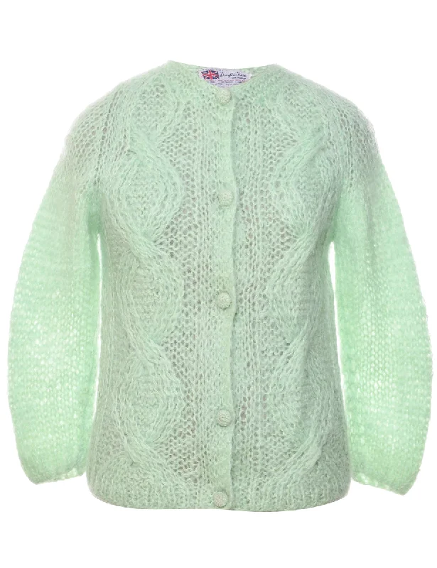 Cable Knit Cardigan - S Collared Crew Neck Turtle Neck