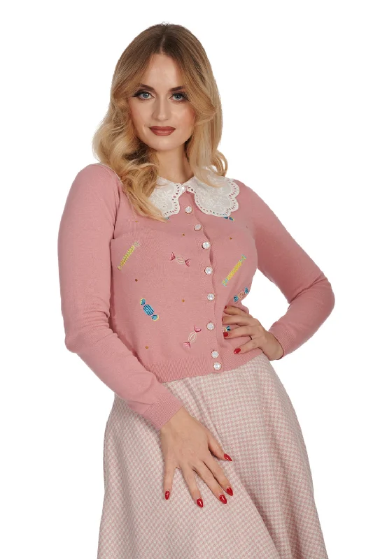 Candy Cardigan Boat Neck Shawl Collar Notched Collar