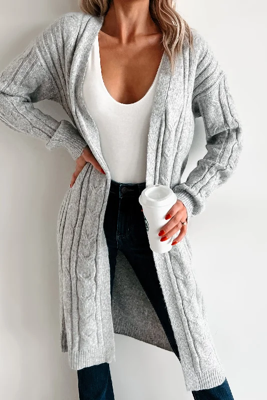 Cozy Casualness Sweater Knit Cardigan (Light Heather Grey) Mesh Fabric Canvas Fabric Denim Fabric Cozy Casualness Sweater Knit Cardigan (Light Heather Grey) Mesh Fabric Canvas Fabric Denim Fabric