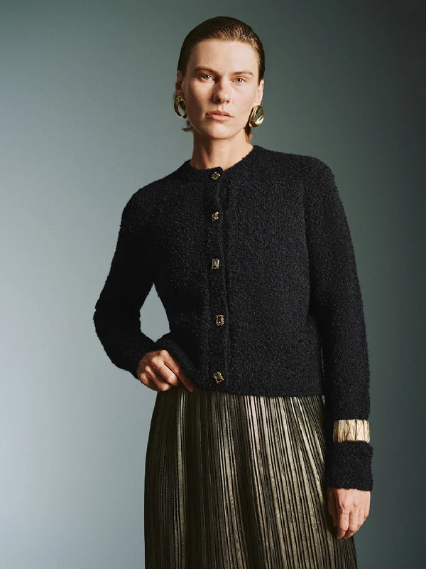 Cropped Knitted Cardigans Stretchy Elastic Breathable