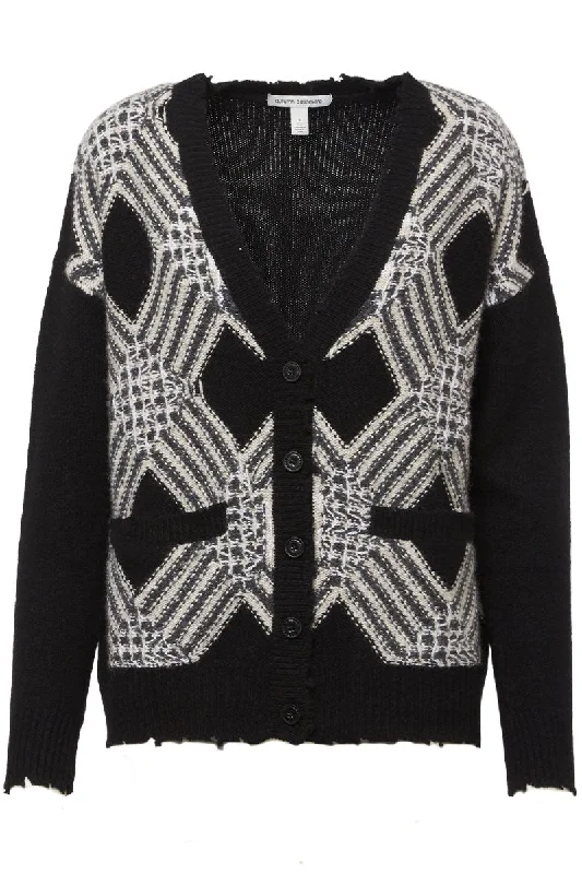 Distressed Grandpa Cardigan Elegant Classic Vintage