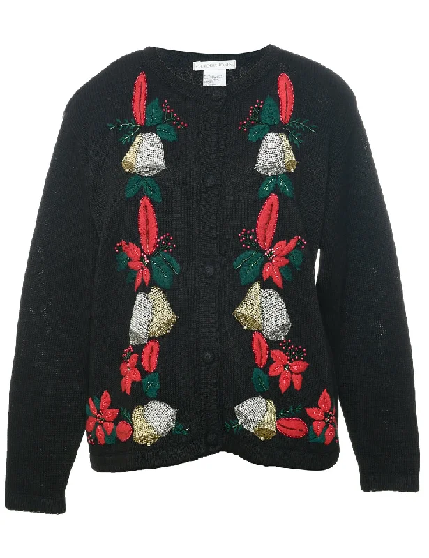 Embroidered Christmas Cardigan - L Casual Formal Business