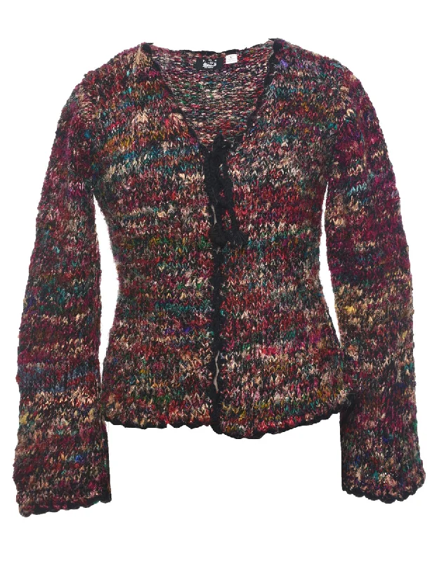 Front Tie Cardigan - L Knit Fabric Woven Fabric Fleece Fabric