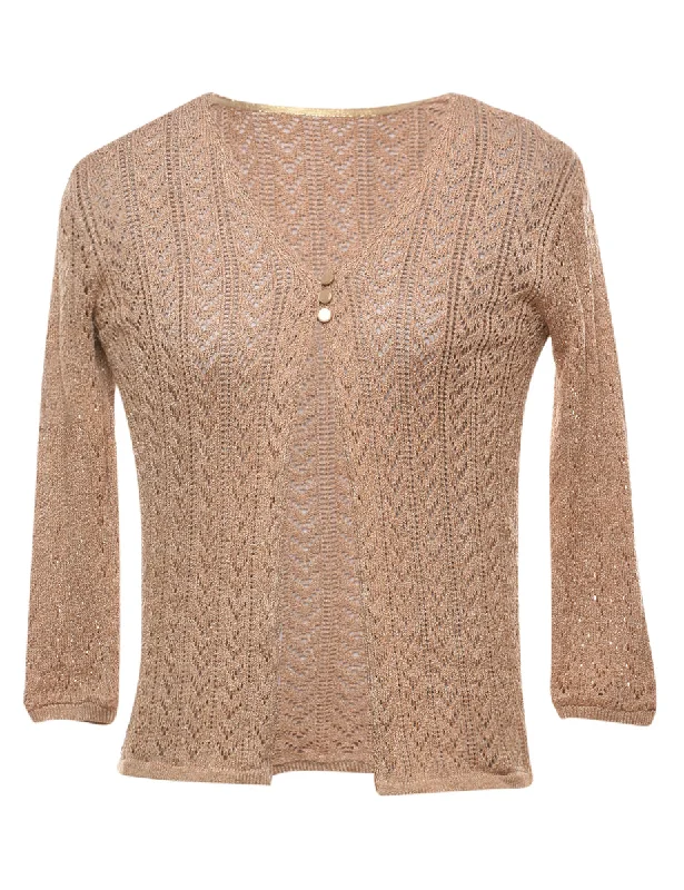 Light Brown Crochet Cardigan - S Machine Wash Dry Clean Hand Wash