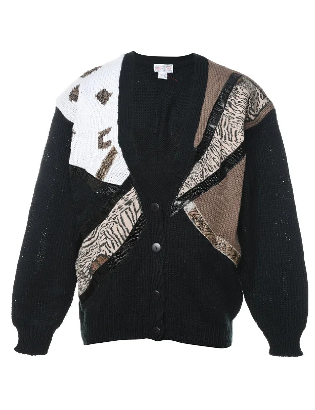 Patterned Cardigan - S Zippered Front Buttoned Front Snap Front