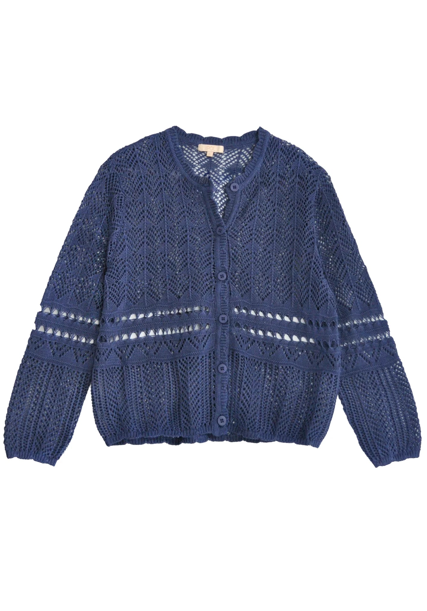Pol Paco Pointelle Cardigan - Ink Embroidered Appliqued Beaded