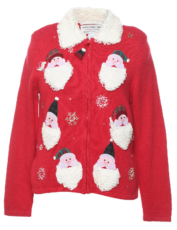 Santa Claus Christmas Cardigan - M Chenille Fabric Brocade Fabric Lace Fabric