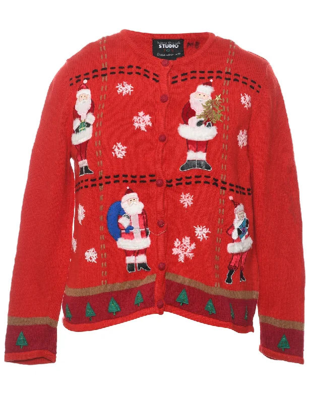 Santa Claus Christmas Cardigan - M Mesh Fabric Canvas Fabric Denim Fabric