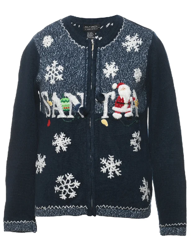 Santa Claus Christmas Cardigan - S Boat Neck Shawl Collar Notched Collar