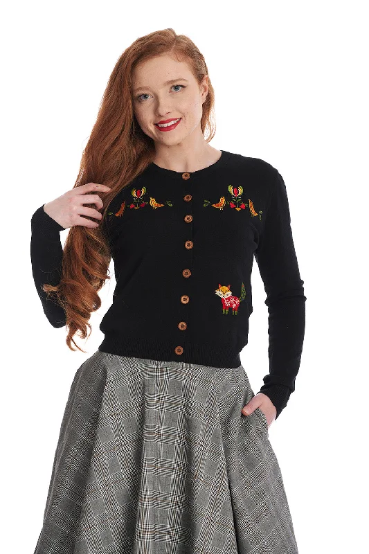 Scandi Fox Cardigan Striped Floral Plaid