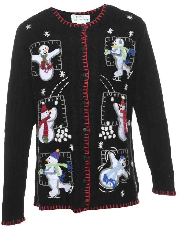 Snowman Christmas Cardigan - S Elasticated Padded Insulated