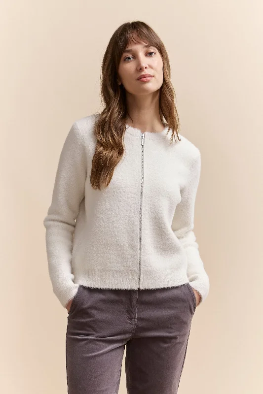 Soft cardigan with front zipper Spandex Blend Rayon Blend Denim Blend