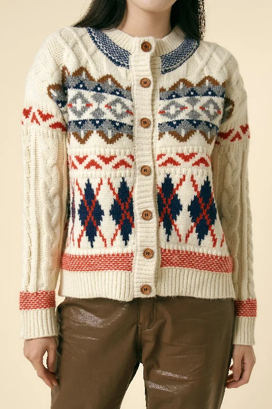 [STORETS X COSONNE] Fair Isle Granny Cardigan Wool Fabric Cashmere Fabric Tweed Fabric