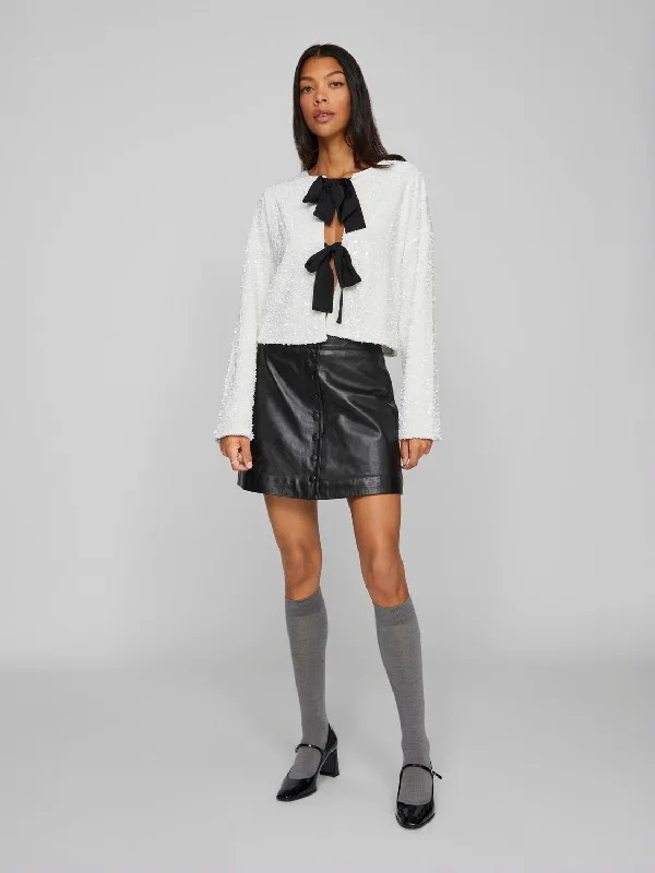 VIARIA Cardigan - Snow White Silk Blend Satin Velvet
