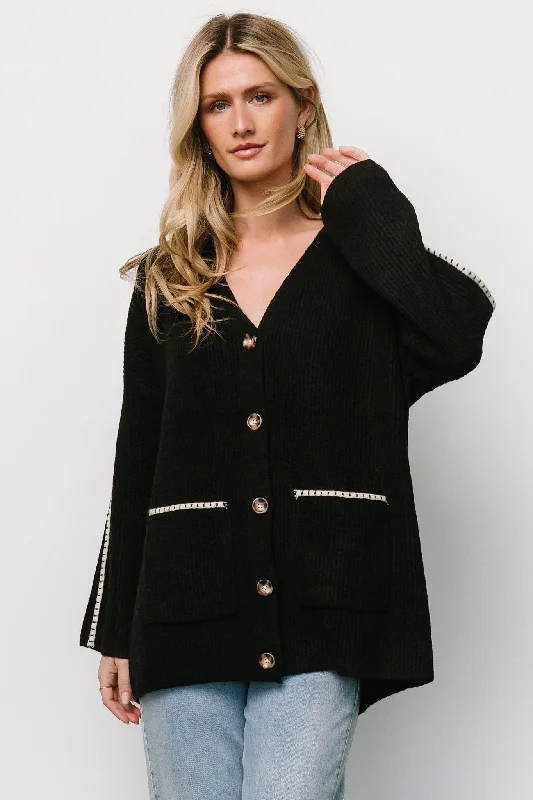 Tally Knit Cardigan | Dark Chocolate Toggled Drawstring Belted