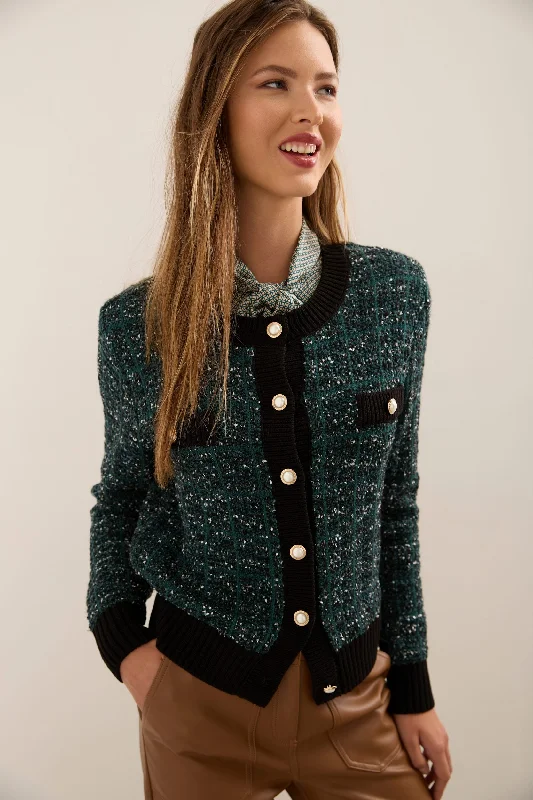 Textured Knit Buttoned Cardigan Terry Terry Cloth Terry Knit
