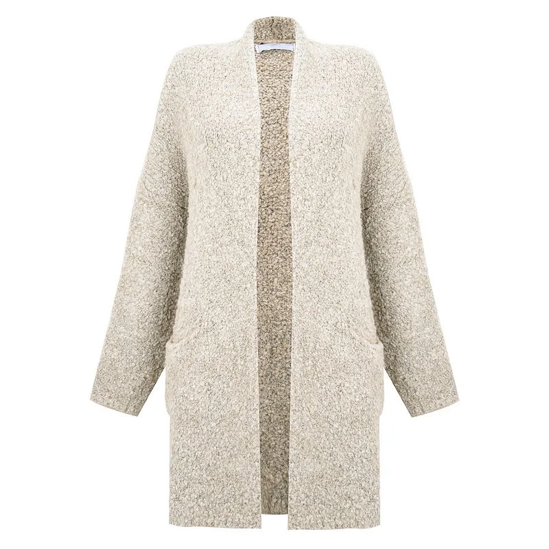 Veritie Boucle Cardigan in Ivory Lightweight Heavyweight Midweight