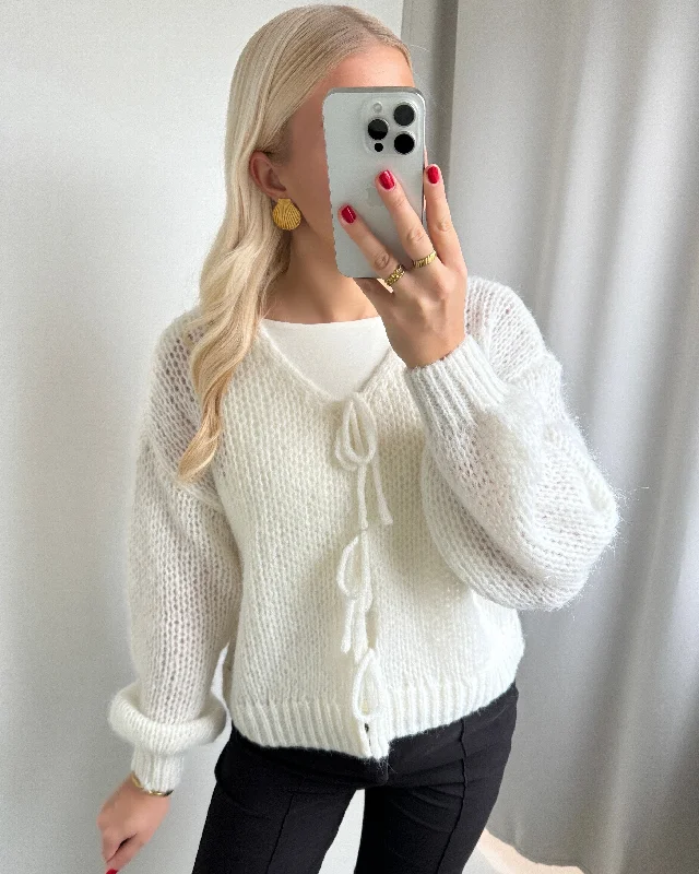 Vero Moda strik cardigan aloa bow snow white Polka Dot Checkered Tartan