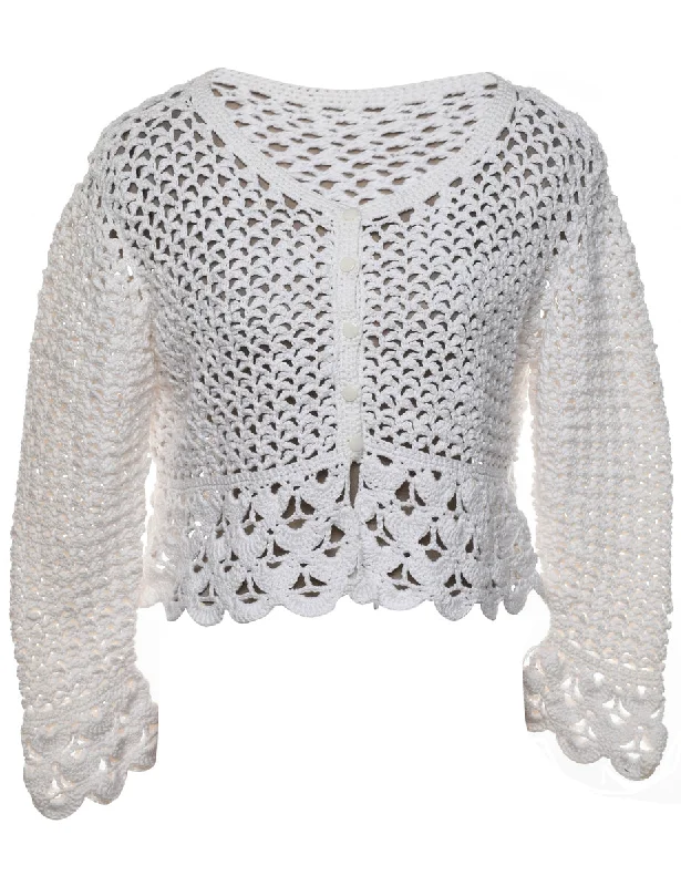 White Cardigan - M Crew Neck V-Neck Turtle Neck