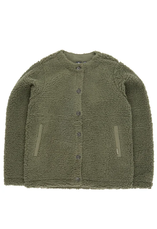 Montbell Women's Climaplus Shearling Cardigan - Khaki Handmade Hand-knitted Hand-woven